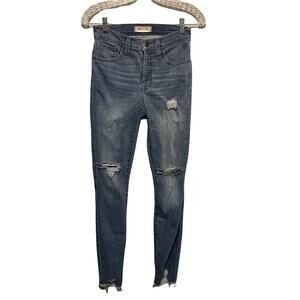 Madewell 9" High Rise Skinny Jeans Super Distressed Raw Hem Size 25T